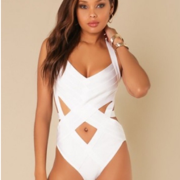 white strappy swimsuit